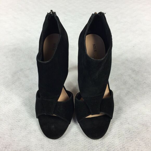 Sole Society Pamelina High Heels Size 6.5 7 Black Open Toe Sandals Ankle Cuff - Picture 3 of 11